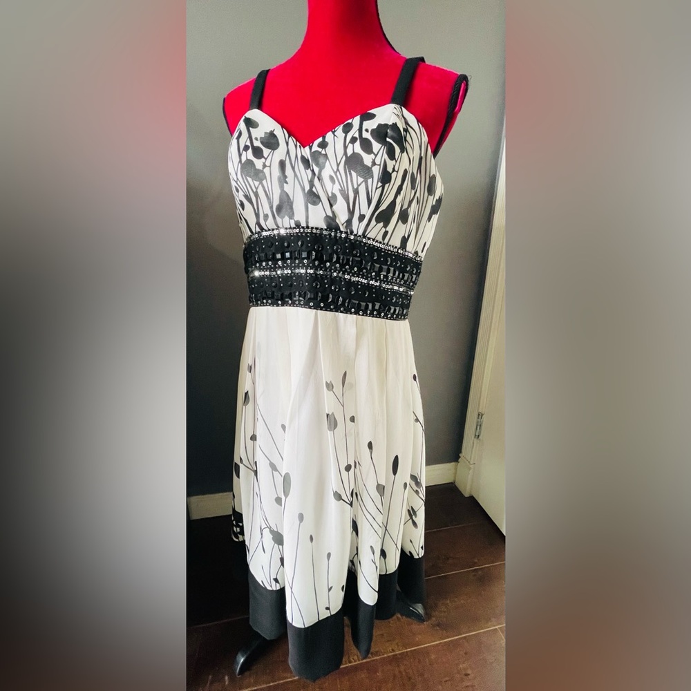 JS Boutique Beaded Silk Floral Dress